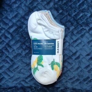 Old Navy "Squeeze The Day" Citrus Themed Ankle Socks 6 Pack, New W Tags